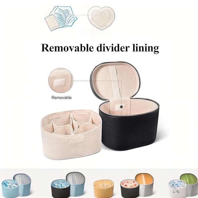 Portable PU Leather Cosmetic Organizer Handbag Soft Lining Removable Divider Makeup Case for Business Trips