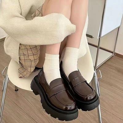Korean Version of Loafers Women's Spring and Autumn 2025 New Platform Women's Shoes Flat British Style Single Shoes One Pedal Small Leather Shoes
