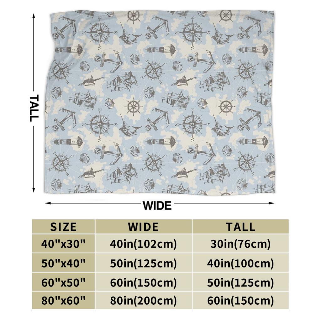 Nautical Anchor Boat Flannel Blankets Winter Warm Soft Bedding Throws Boys Couch Chair Street Trend Bedspread Sofa Bed Cover