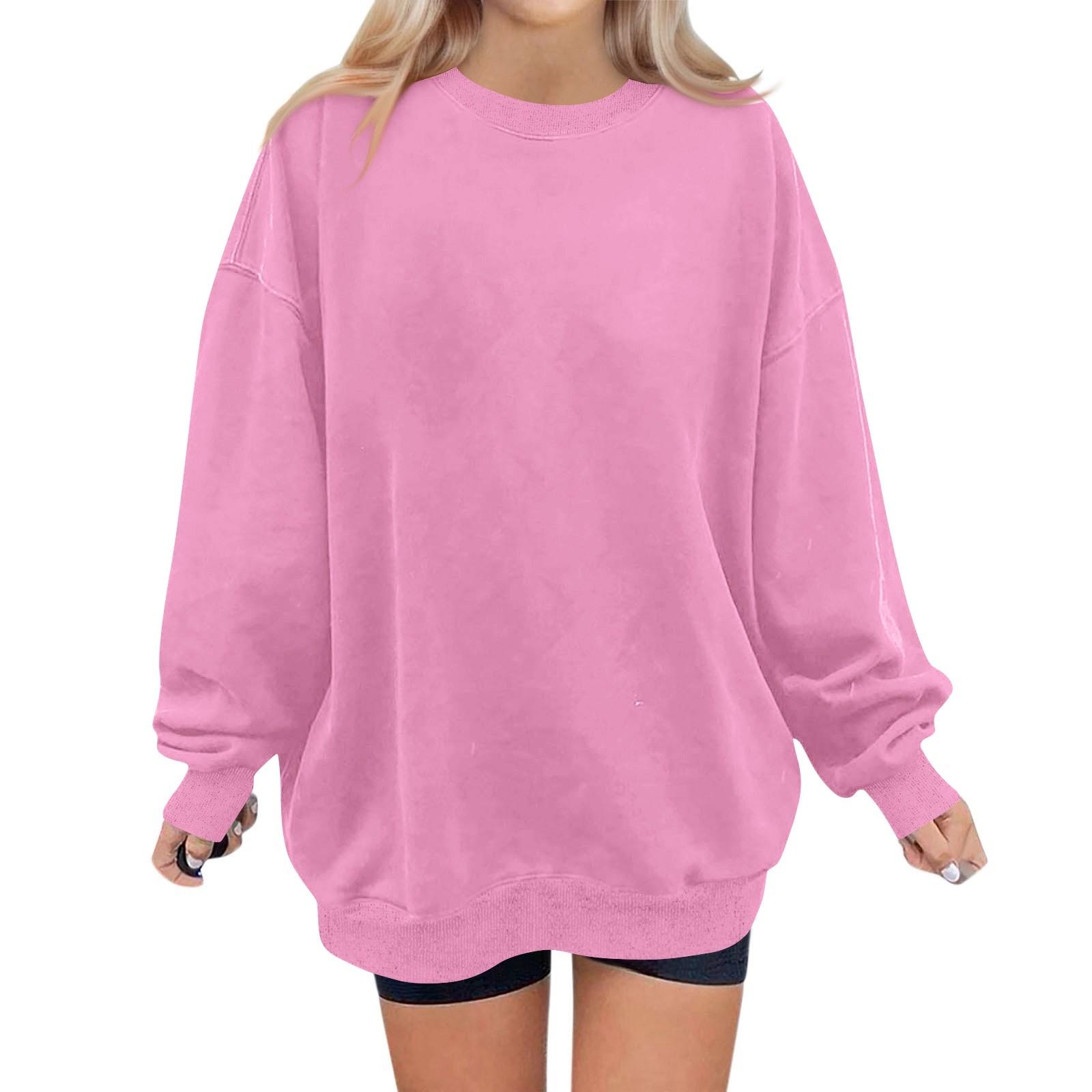 

Женская модная повседневная однотонная толстовка с длинным рукавом XXXL розовый