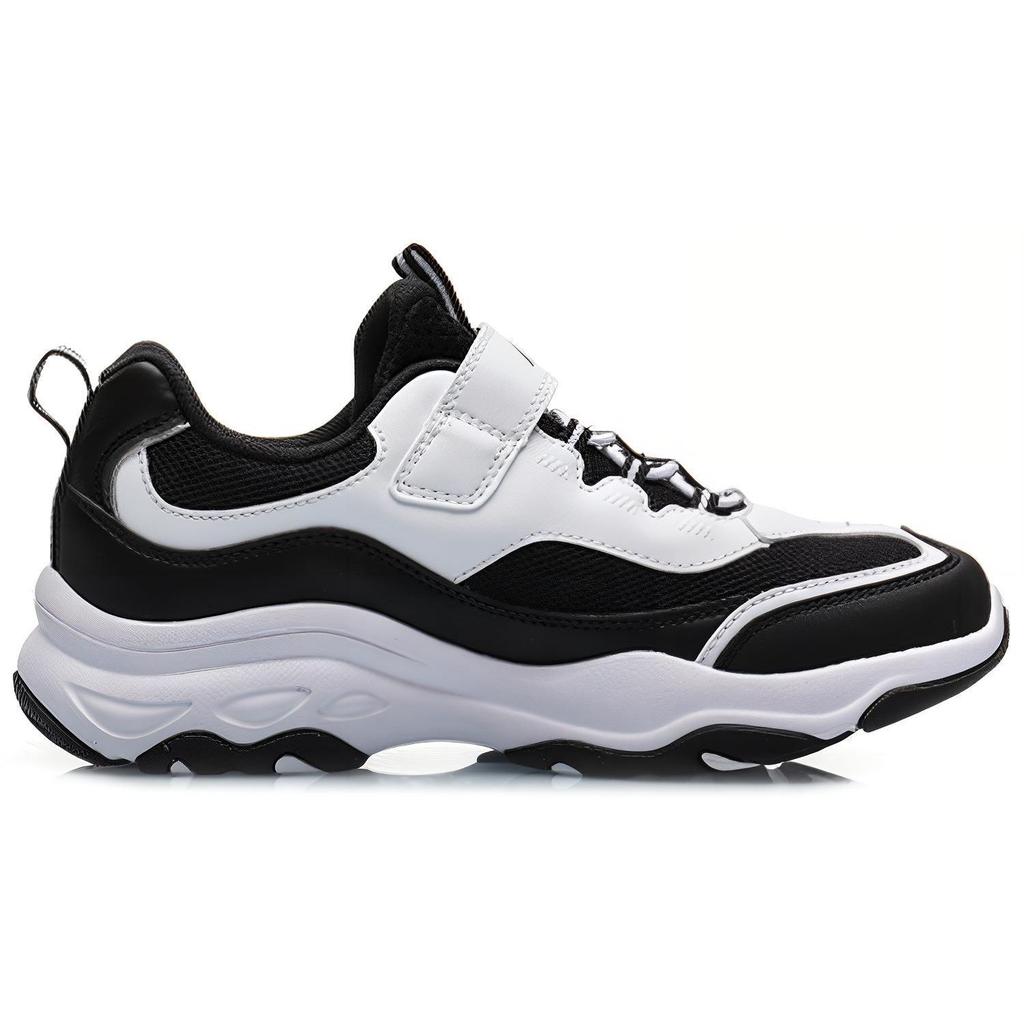 Li Ning Childrens Lifestyle Series Durable Lightweight Casual Shoes Kids Casual Shoes Black White YKCP258-7