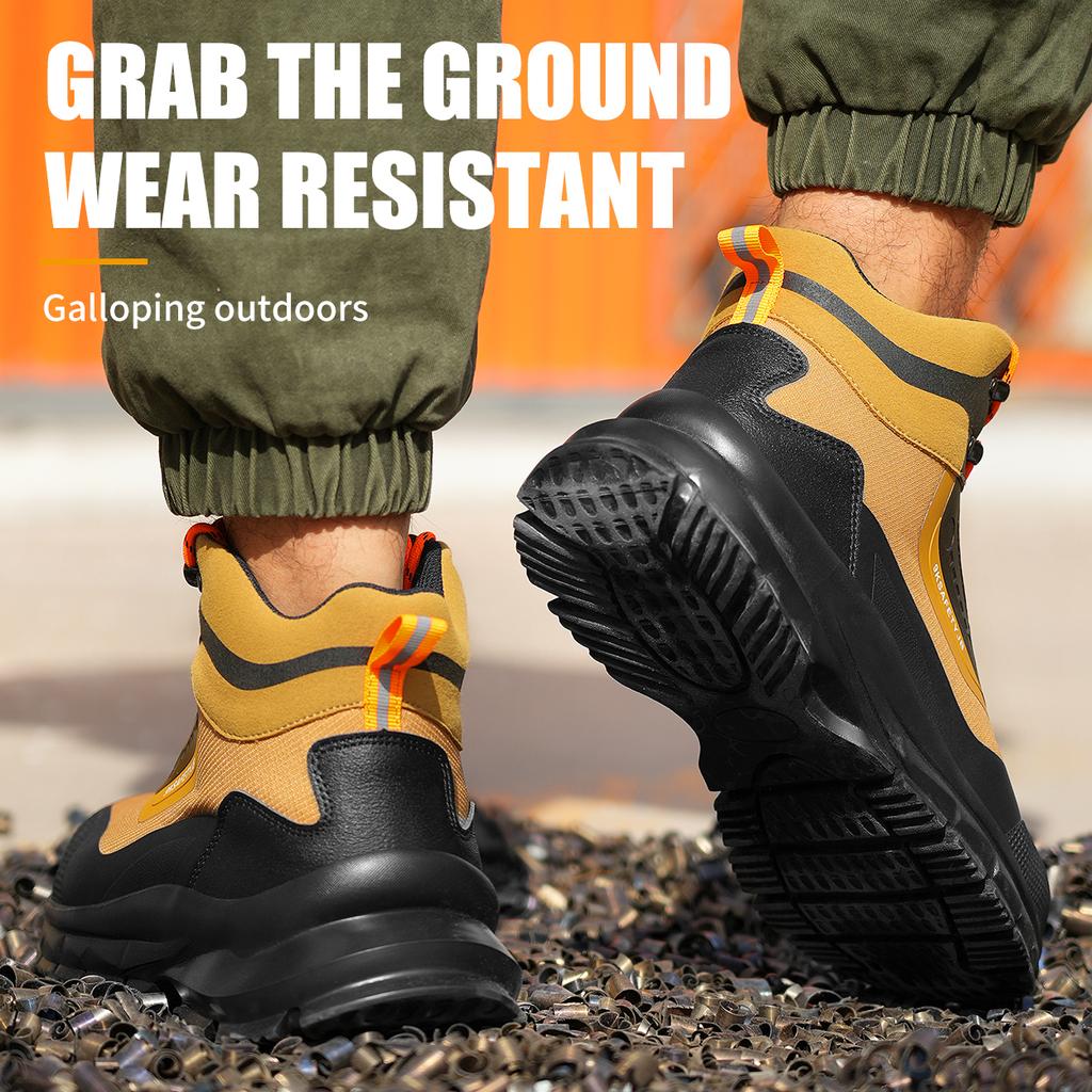 New Fashion Work Safety Boots Men Steel Toe Cap Lightweight Indestructible Boots Anti-puncture Construction Male Sneakers 37-48