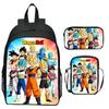 Dragon Ball Aufdruck Rucksack Set 3-teilig, Cartoon Schultasche für Kinder, Leichte Ergonomische Große Kapazität Kinder Buchertasche