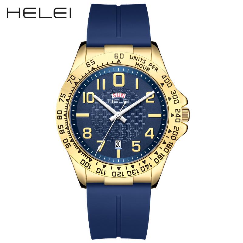 HELEI 2024 Men's Quartz Outdoor Sport Watch with Silicone Strap