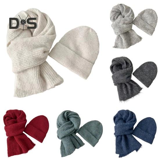 2 szt./zestaw czapka szalik zestaw termiczny podszyty dwuwarstwowa konstrukcja dzianinowy długi szalik zestaw czapek unisex zimowe ubrania sportowe na świeżym powietrzu