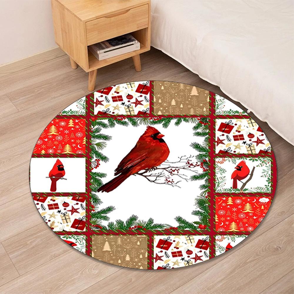 Christmas Printed Round Rug Carpet Chair Rug Area Rug Entryway Doormats,for Office Chair Living Room Bedroom Kitchen Room.