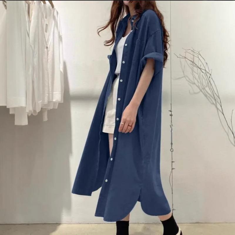 Women's Denim Dress, Shirt Collar Denim Casual Dress