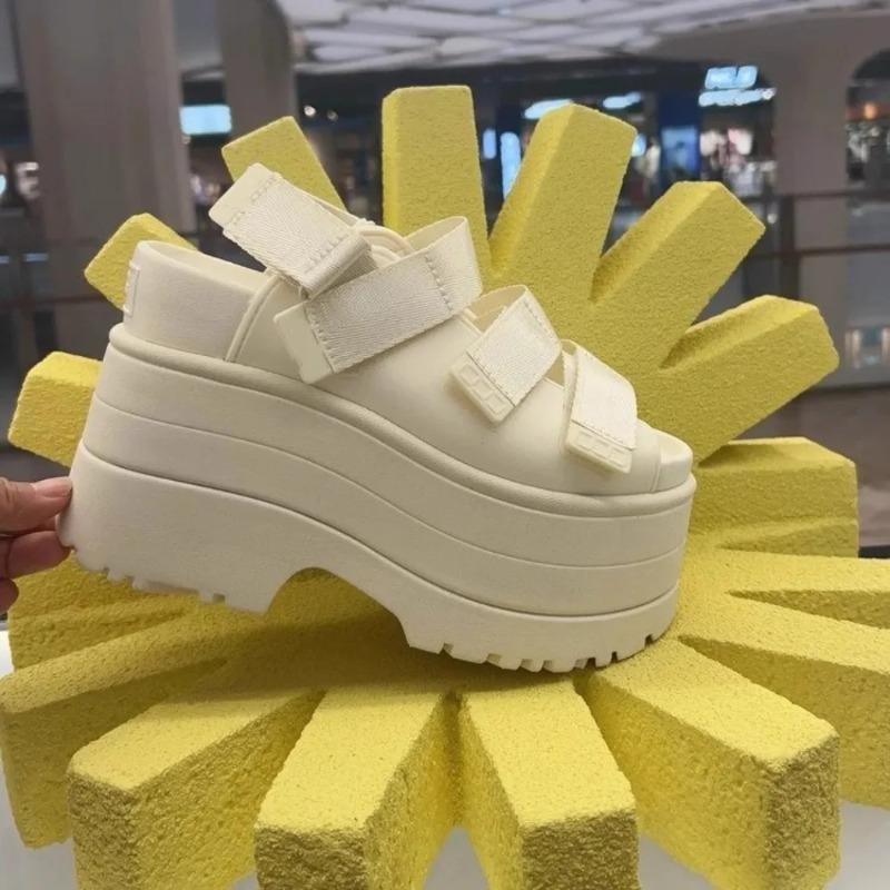 Hohe Plateausandalen Damen Sommer Versteckter Keilabsatz Lässige Mules Schuhe Draußen Strand Pantoffel Atmungsaktiv Klobige Sneaker