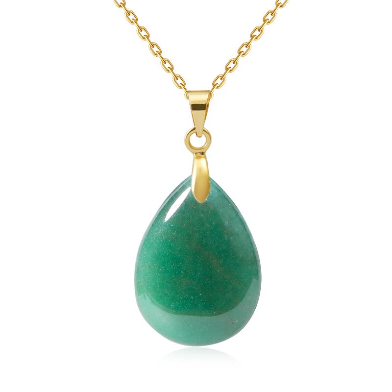 New Fashion Natural Stone Crystal Pendant Teardrop Simple Pendant Necklace Earrings Making Jewelry With Chain Collar