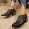 Women High Heel Single Shoes British Style Casual Leather Shoe Fashion Pointe High Heels Temperament Chelsea Boots Zapatos Mujer