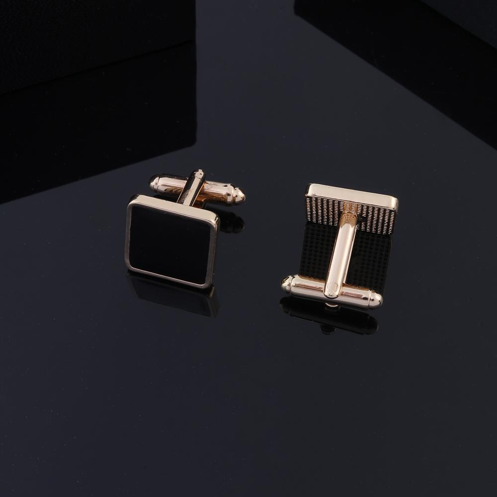 Novelty Luxury Golden Silvery Carbon Fiber Design Mens Cufflinks Brand High Quality Black Shirt Square Sleeve Button