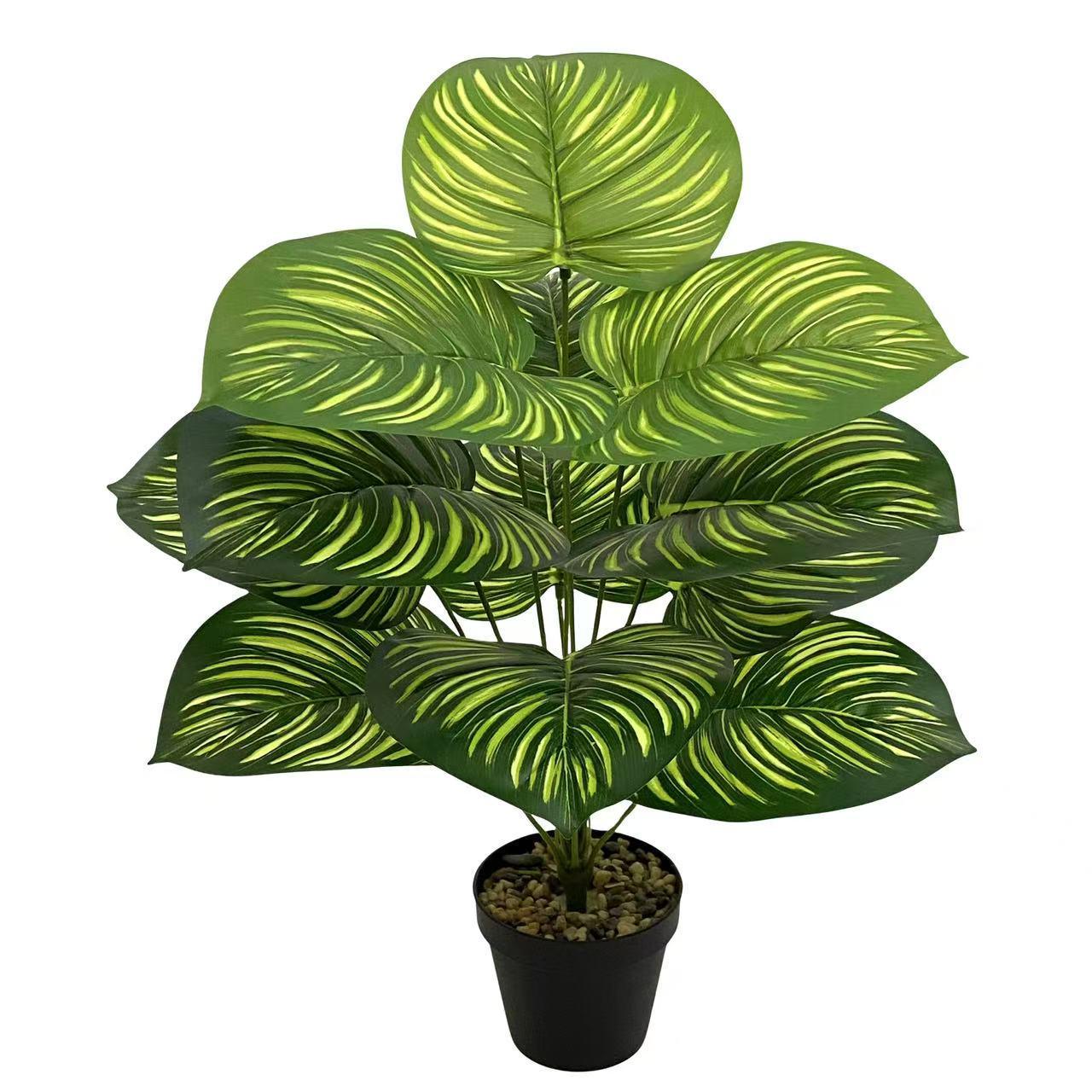 Realistic Artificial Watermelon Radish Leaf Green Decorative Plant for Home, Living Room, or Wedding Decor.