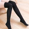 Flirty College-Style Black & White Striped Over-the-Knee Socks, Size 7