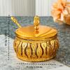 Nordic Gold Metal Seasoning Jar Hollowed-Out Alloy With lid Crafts Storage Jar Spice Pepper Box Food Grain Bowl Kitchen Utensils