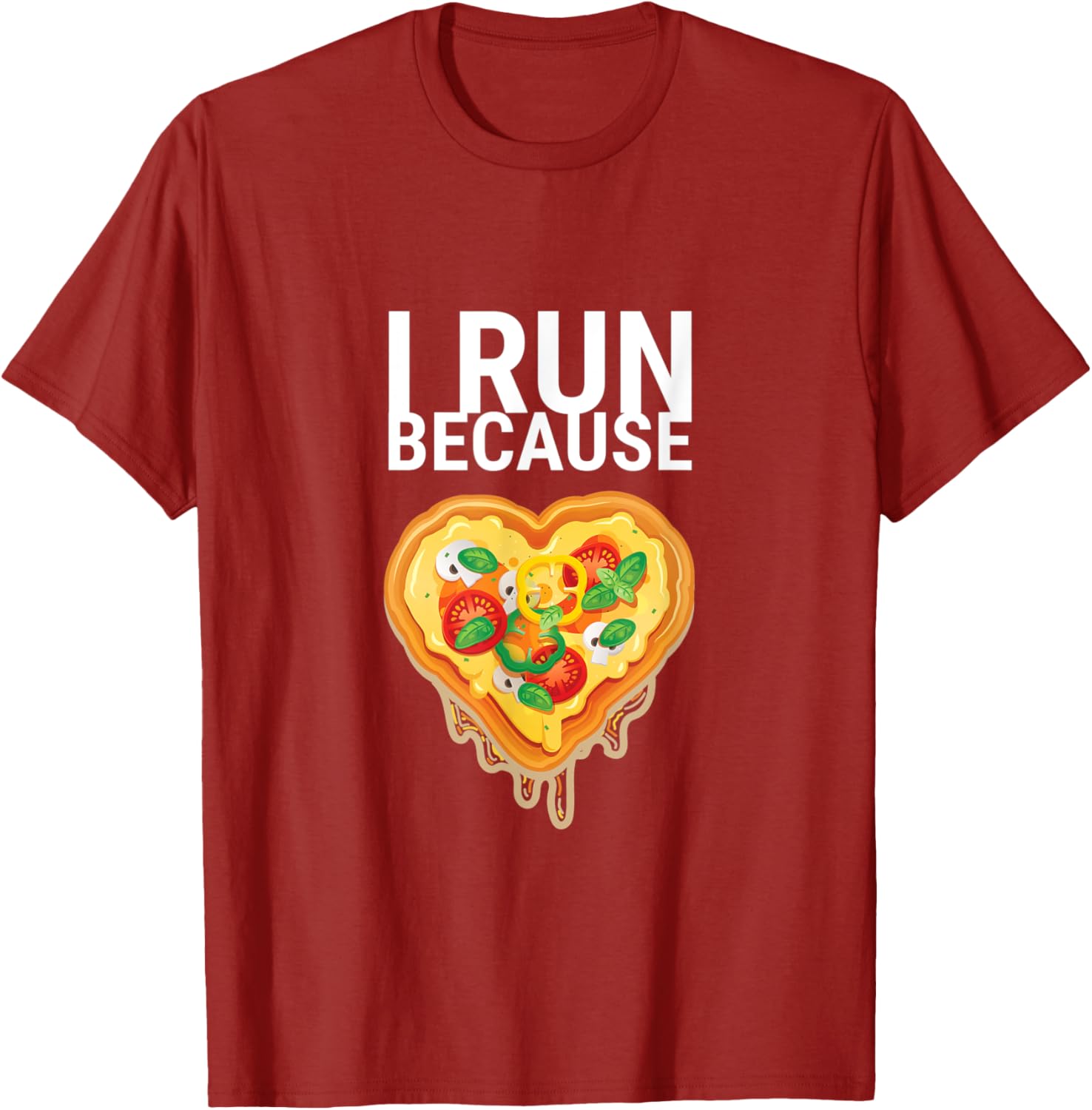 I Run Because I Love Pizza Heart Graphic Tee Funny Runner Gift Cotton TShirt S