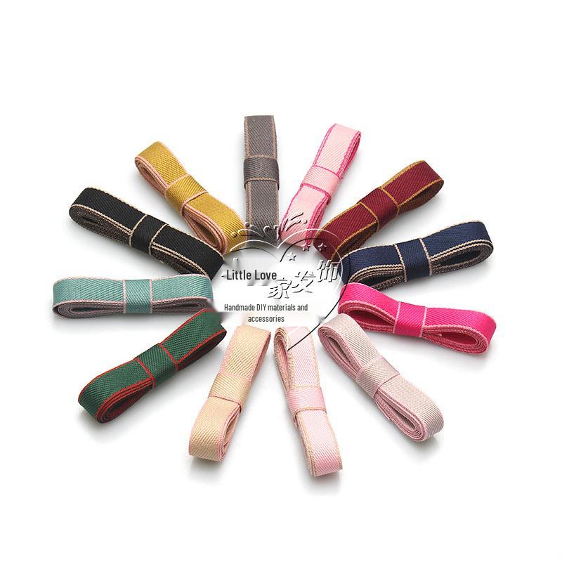 10 Yards 1cm Korean Colored Edge Cotton Webbing for Hair Clip Bows and Ribbon Accessories