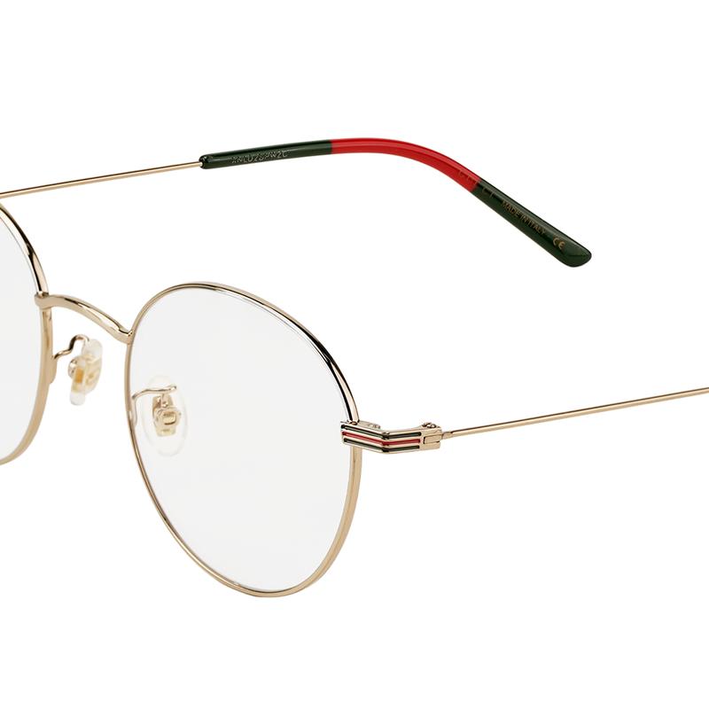 Gucci optical glasses [Available prescription] Gold frame, transparent lens, side webbing GG1054OK-002 51 F dust bag + glasses case (random color)