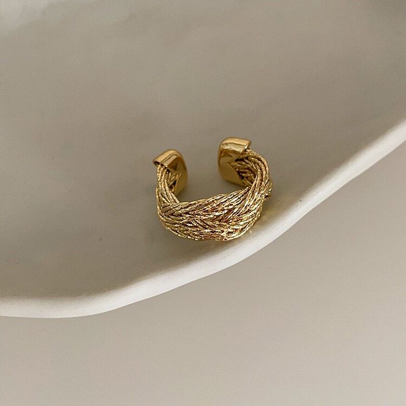 

Fashion Vintage Metal Woven Cold Wind Open Ring Gold One Size Fits All
