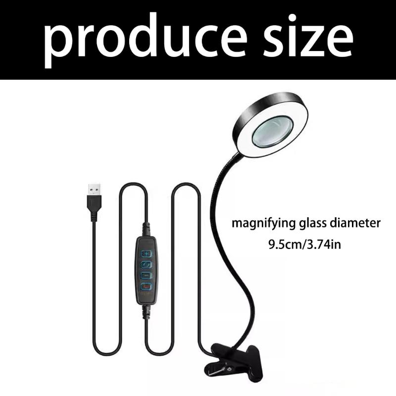 Vergrößerungsleuchte mit einstellbarem LED-Licht 3 Farbtypen 10 Helligkeitsstufen Flexibler Hals zum Lesen Basteln Nägel