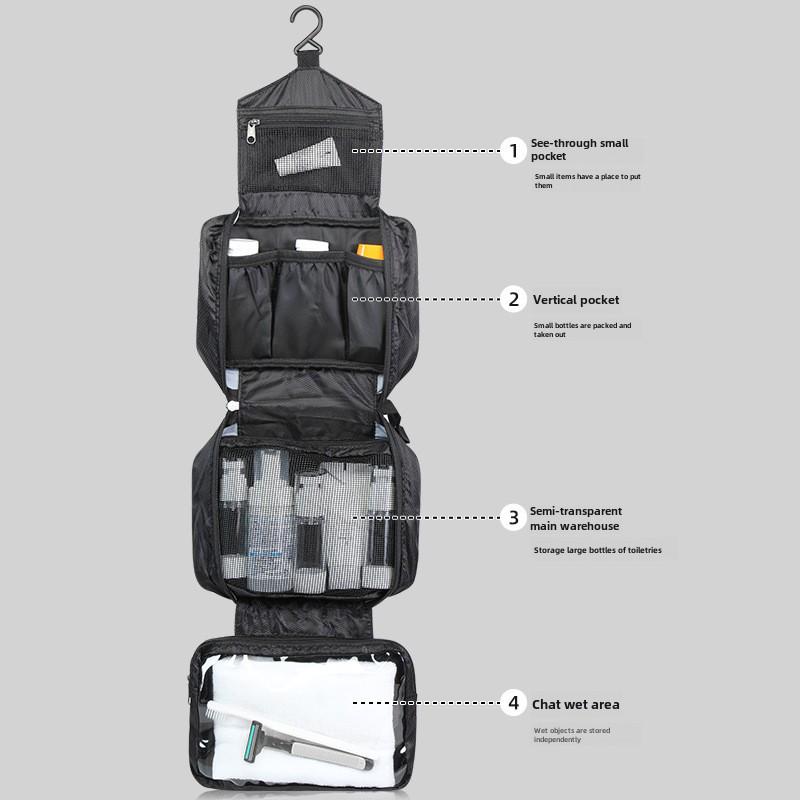 Luxury Men's Travel Toiletry Bag - Waterproof, Large Capacity, Diamond-Shaped, Dry/Wet Separation Design