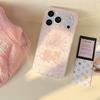 Cute Kawaii Pink Plaid Teddy Bear Phone Case For iPhone 16 15 14 13 Glitter Chandelier Print Protective Cover for Girls