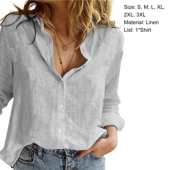 Women Shirt Solid Color Single-breasted Spring Summer Elegant Loose-fitting Shirt for Daily Wear