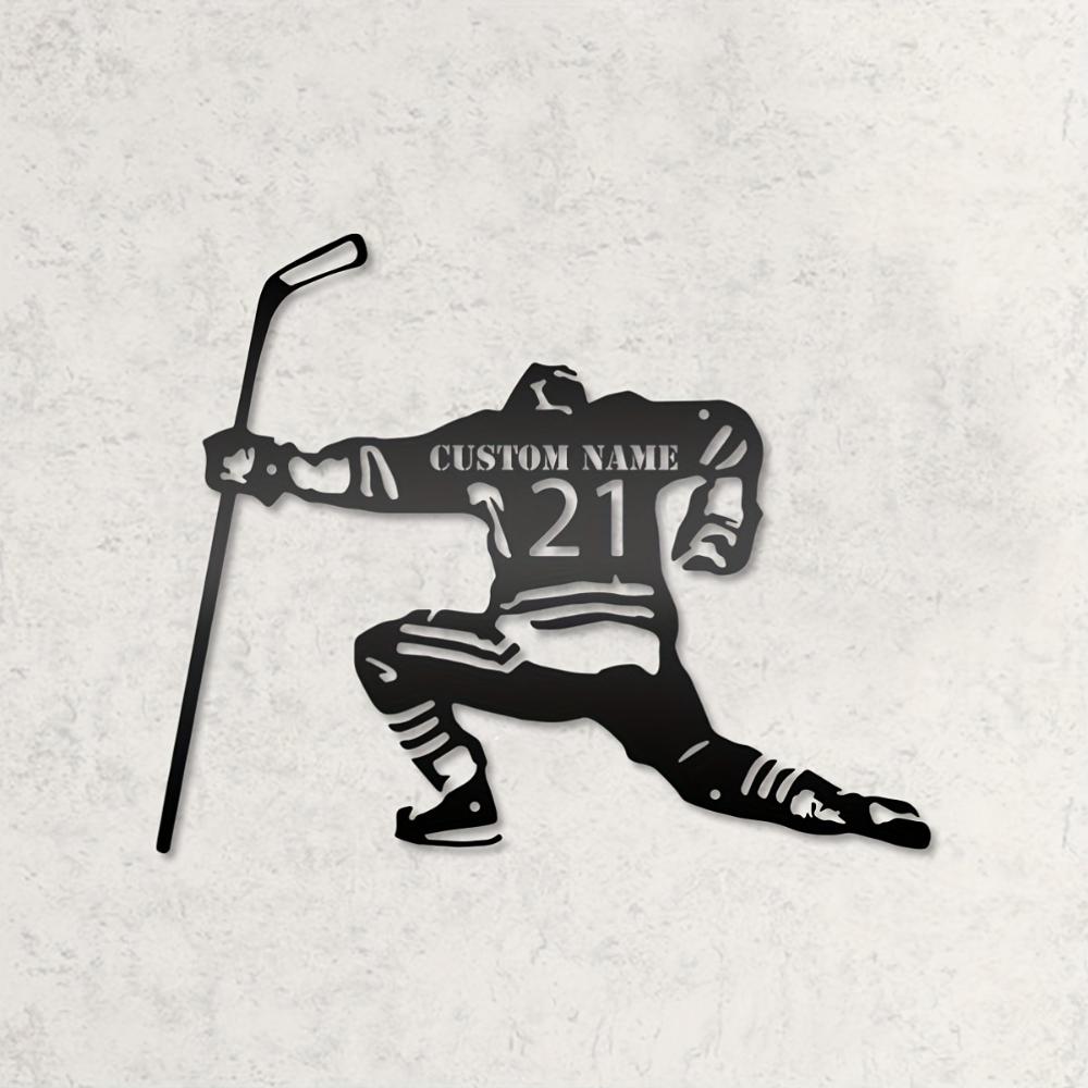 Custom Hockey Metal Wall Art Personalized Ice Player Silhouette Sports Room Decor