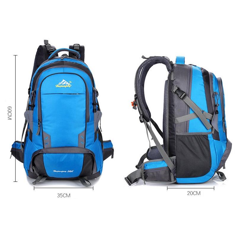 Spacious 50l Camping Backpack Travel Outdoor Bag With Waterproof Features For Hiking