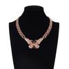 Thick Cuban Link Chain Big Butterfly Necklace For Women Rhinestone Choker Girls Jewelry