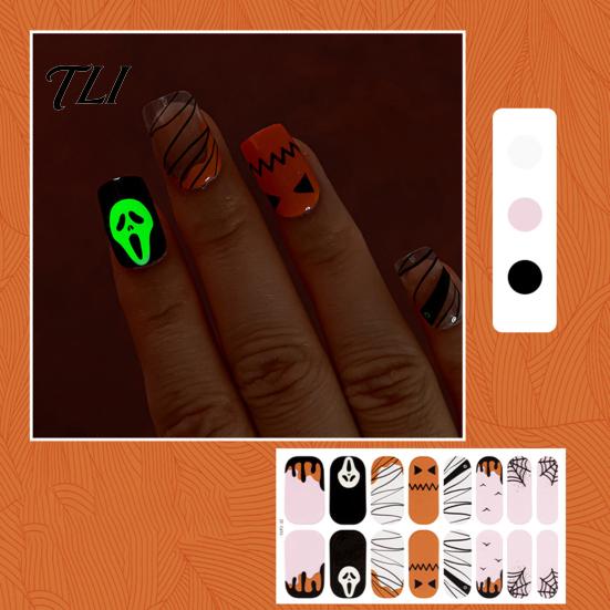 No Bake Nail Decals Halloween Glow-in-the-Dark Stickers, Gothic Spider Web Ghost Manicure Easy Use Stickers Decoration Decals, Art Accessories