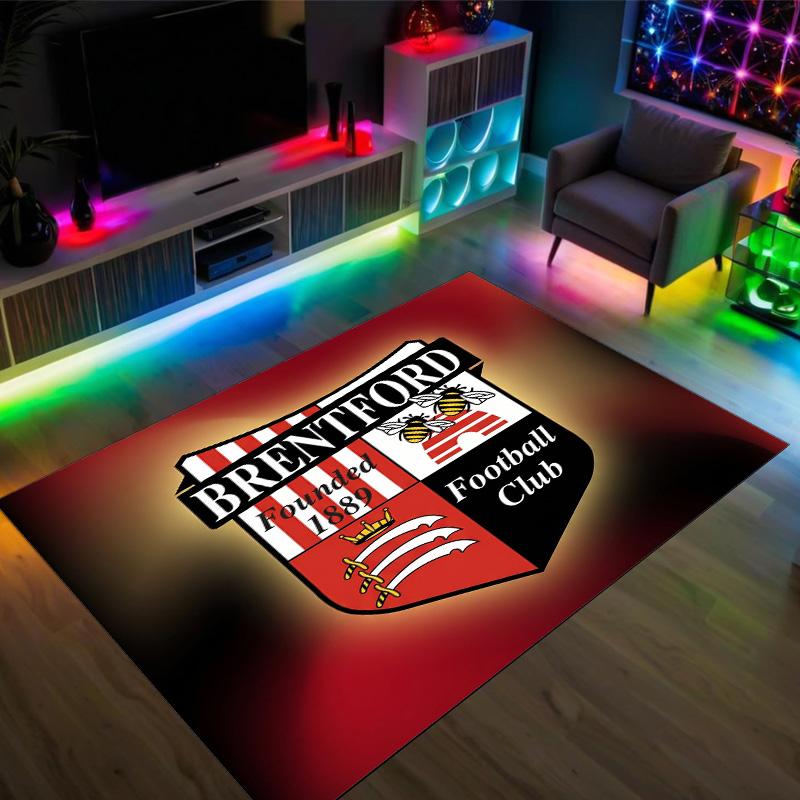 Brentford Football Design Crystal Velvet Carpet Cozy Non?Slip Printed Rug For Bedroom Living Room Entrance