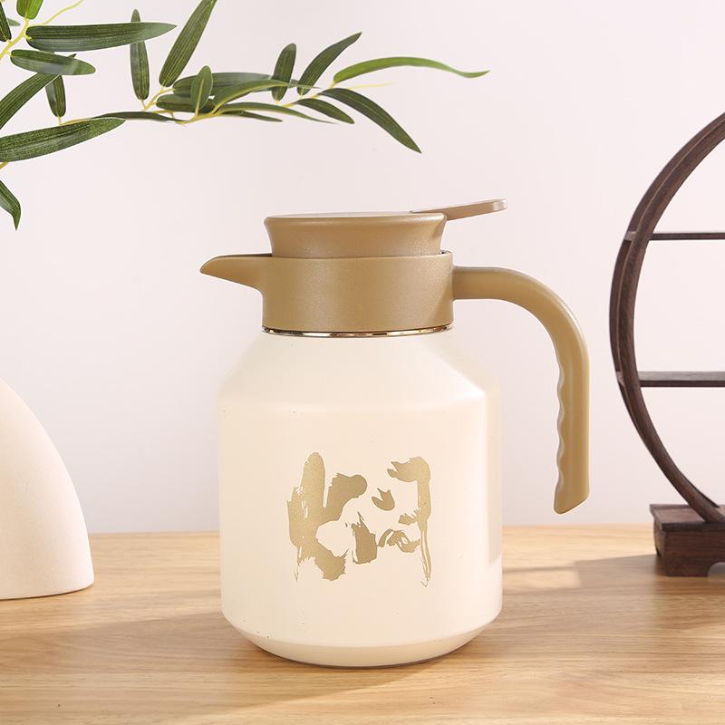 Новая Стальная Вакуумная Термокружка Большая Крышка Утолщенная Старая Белая Чайник для Напитков Офисный Чайник Прочный Прочный Полезный Полезный 1800ml