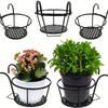 Svart smidesjärn metall balkongräcke blomkruka hängkorg (3 st)