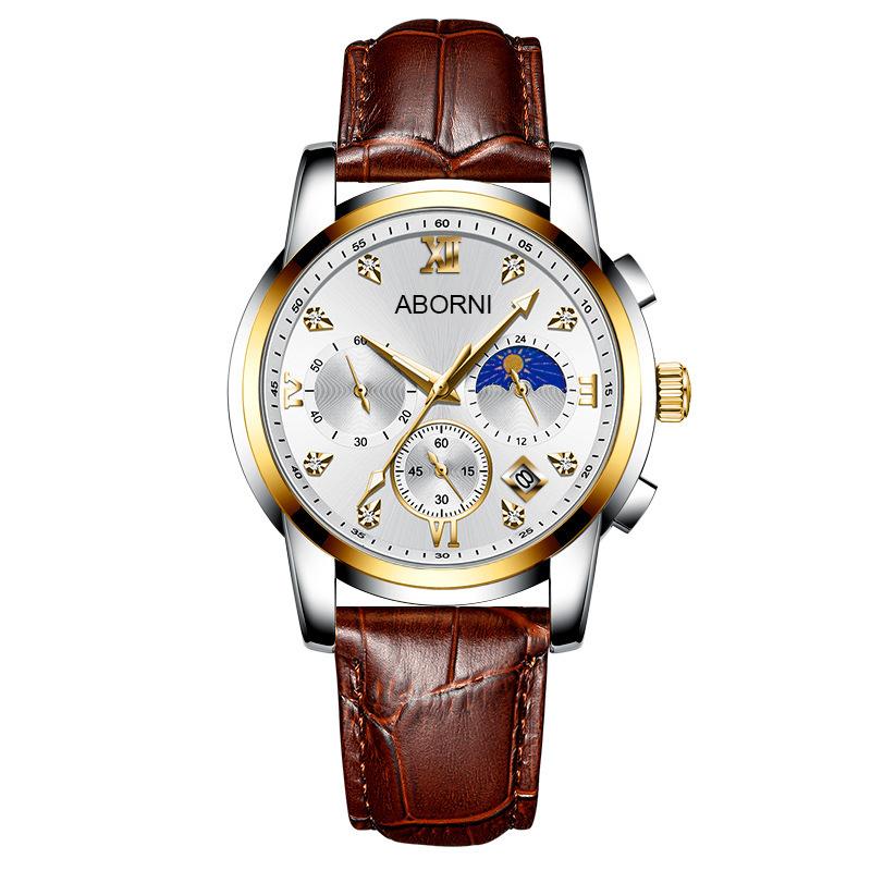 Yaboni Men'S Watch Multifunctional Three-Eye Six-Pin Business Watch Calendar Waterproof Luminous Men'S Watch