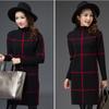 Herbst Winter Plaid Rollkragenpullover Frauen Lange Dicke Pullover Pullover Kleid Alle-spiel Bodenbildung Shirt Jumper Top