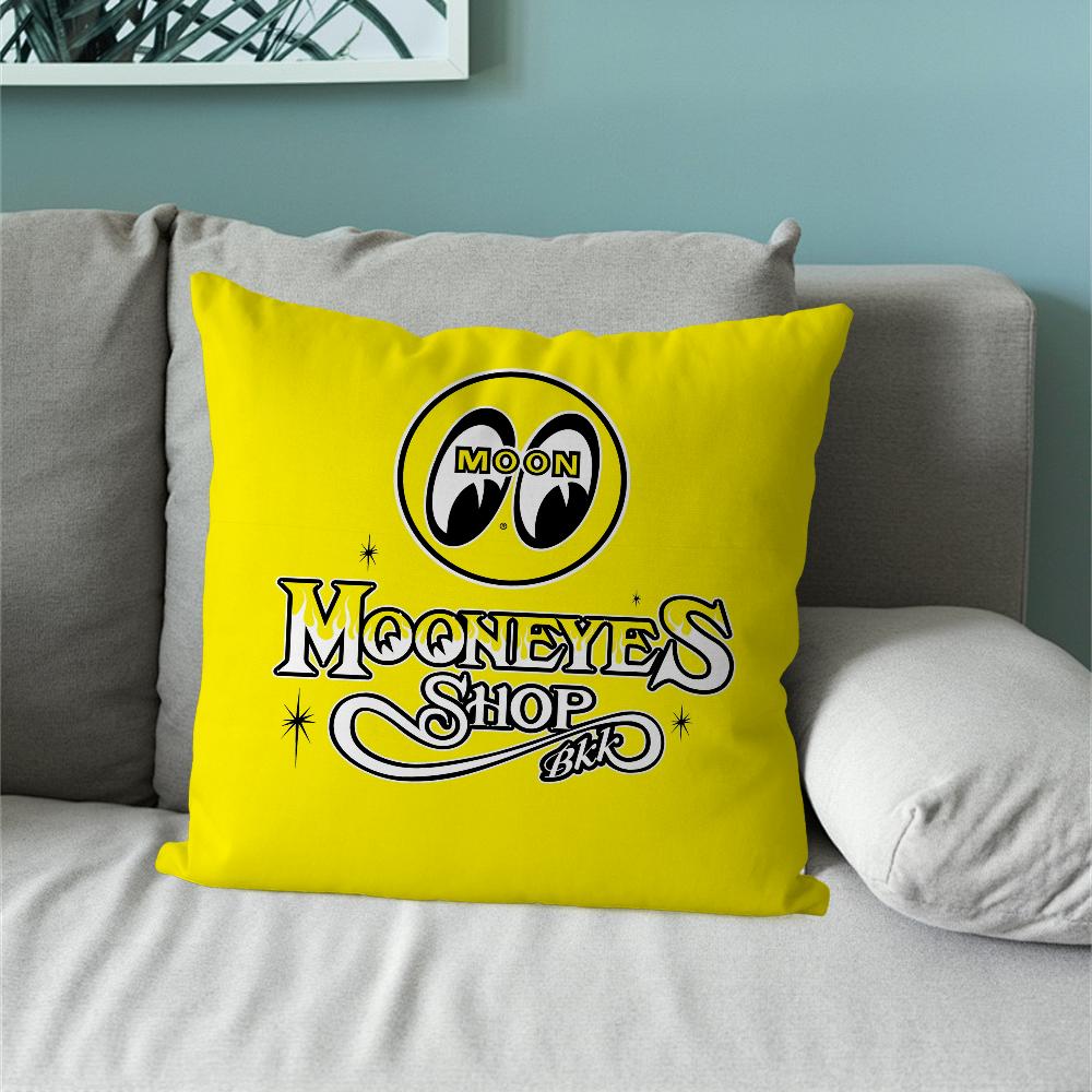Fashion M-Mooneyes Logo Pillow Case For Sofa Bedside Table Bedroom Backrest Living Office Cushion Printed Square Multiple