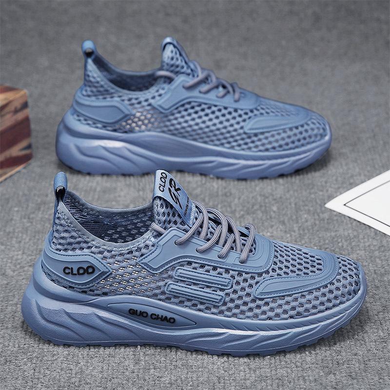 Summer Solid Color Versatile Large Mesh Sports Shoes Breathable Comfortable Thin Men's Outdoor Travel Casual Shoes Men's Shoes