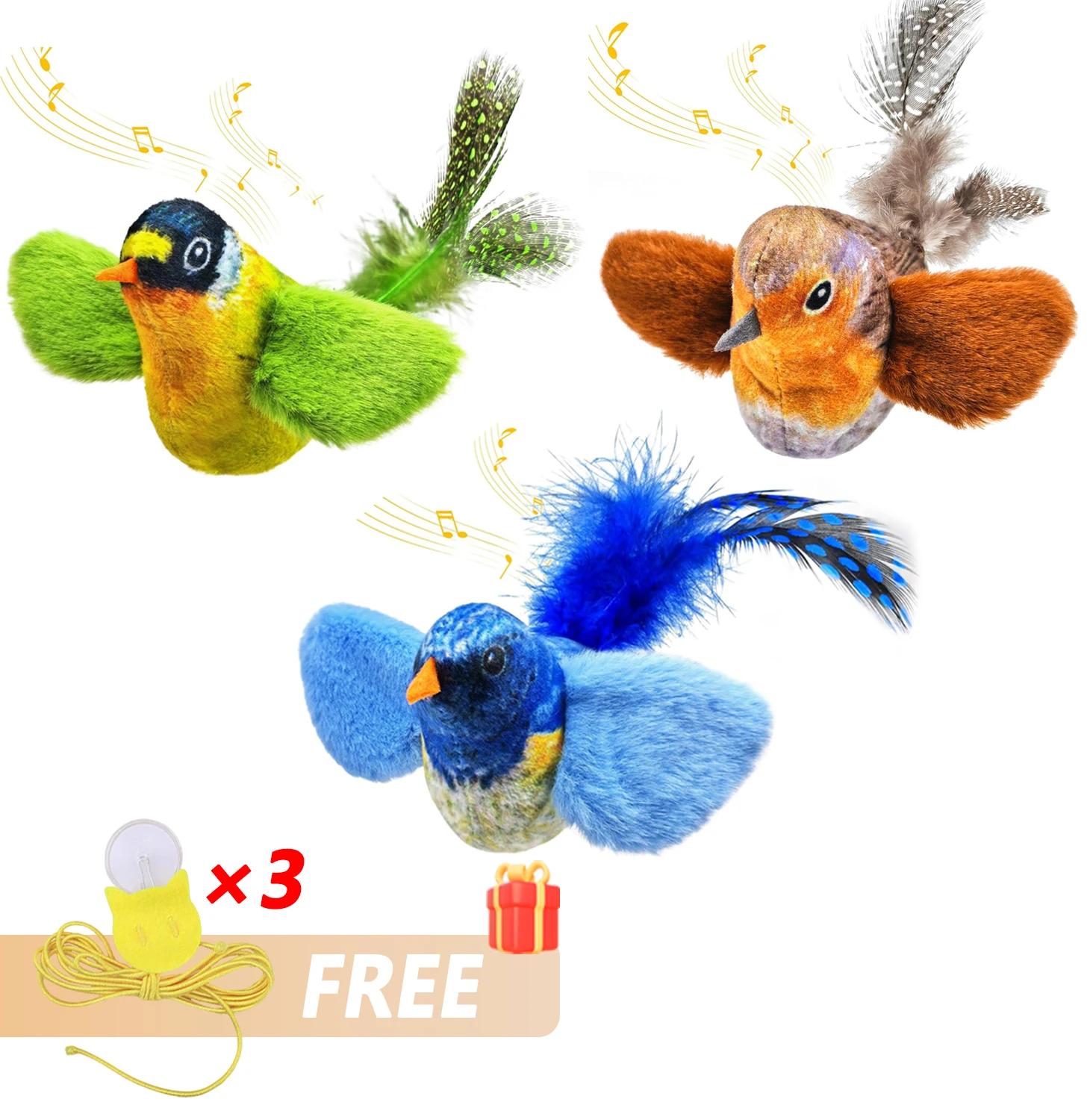 Simulation Oiseau Jouets pour Chats Chats Jouet Interactif pour Chat Son d'Oiseau Réaliste Jouet pour Chat en Peluche Jouet pour Chat à l'Herbe à Chat pour Chats Jouet pour Chaton
