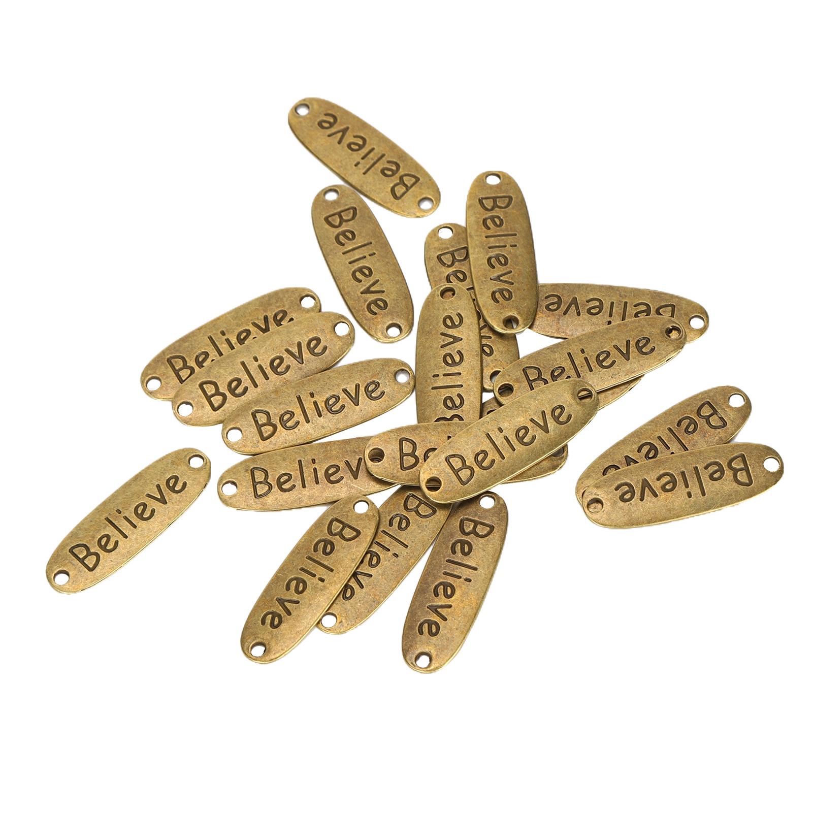 

20 шт. Подвеска из сплава Бронза Ретро Двойное отверстие Узор с буквами Декоративная бирка Ювелирные принадлежности