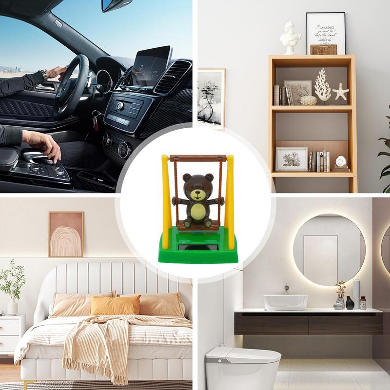 Cute Swing Bear Solar Powered Dancing Bear Solar Powered Shaking Head Doll Swing Teddy Bear Decorative Car Accessories