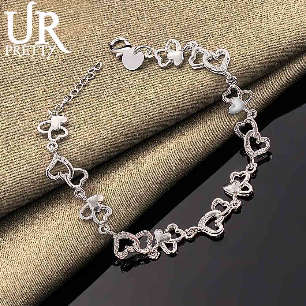925 Sterling Silver Heart-shaped AAA Zircon Bracelet Fashionable Wedding Jewelry