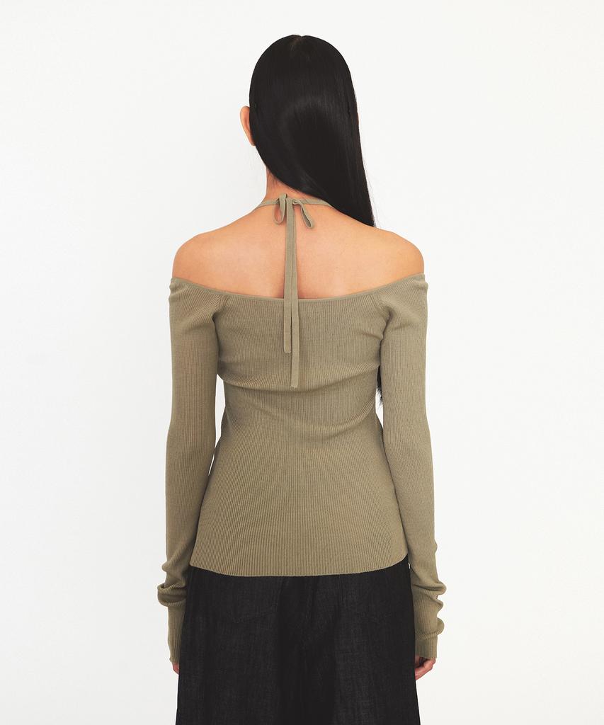 Daiaegeuneol Off Shoulder Strap Knit (Khaki)