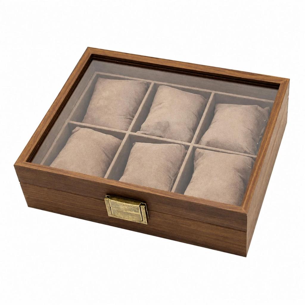 6-Slot Watch Storage Box Sturdy for Dresser, Gift Presentation