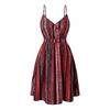 Women's V Neck Sleeveless Mini Dress Loose Elastic Waist Striped Wrap Sundress