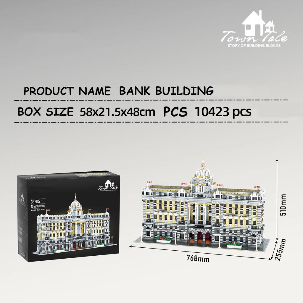 10423PCS Classical Bank Building Blocks MOC Bank Street View Model Bricks Desktop Decoration Diy Toys For Kids Holiday Gifts