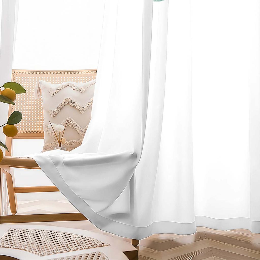 Nordic Plant Style One Piece Rod Going Window Screen Simple Warm Countryside Decorative Practical Curtain Made Of Polyester