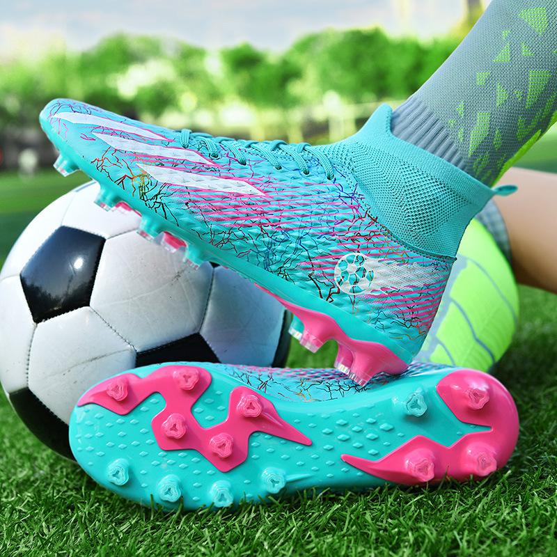 2025 Football Shoes High-top Boys and Children with Broken Nails and Spikes, Youth and Students Competition Artificial Turf Training Shoes