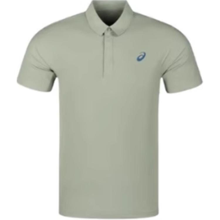 Asics Solid Color Sports Moisture-Wicking Sun Protection Quick-Dry Polo Shirt Men tops Green 2031E661-300
