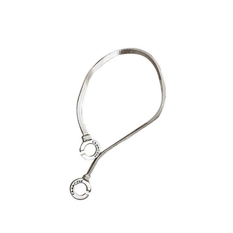Minimalist Double Ring Buckle Square Snake Bone Clavicle Necklace For Women