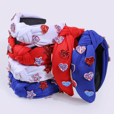 1 Stück USA Unabhängigkeitstag Herz Stirnband für Frauen Mädchen Glitzer Stern Stirnbänder Haarbänder Schleife Stirnband Haarschmuck